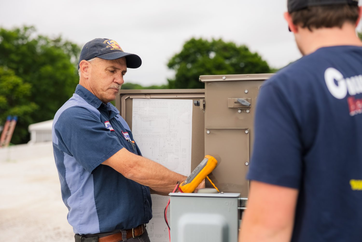 Callison electrician testing electrical connections with a meter in Augusta County, Virginia